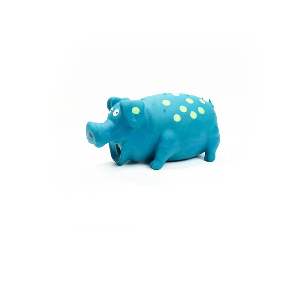 Dog Chew Toy – Spotted Latex Pig with Squeaker Paws and Claws