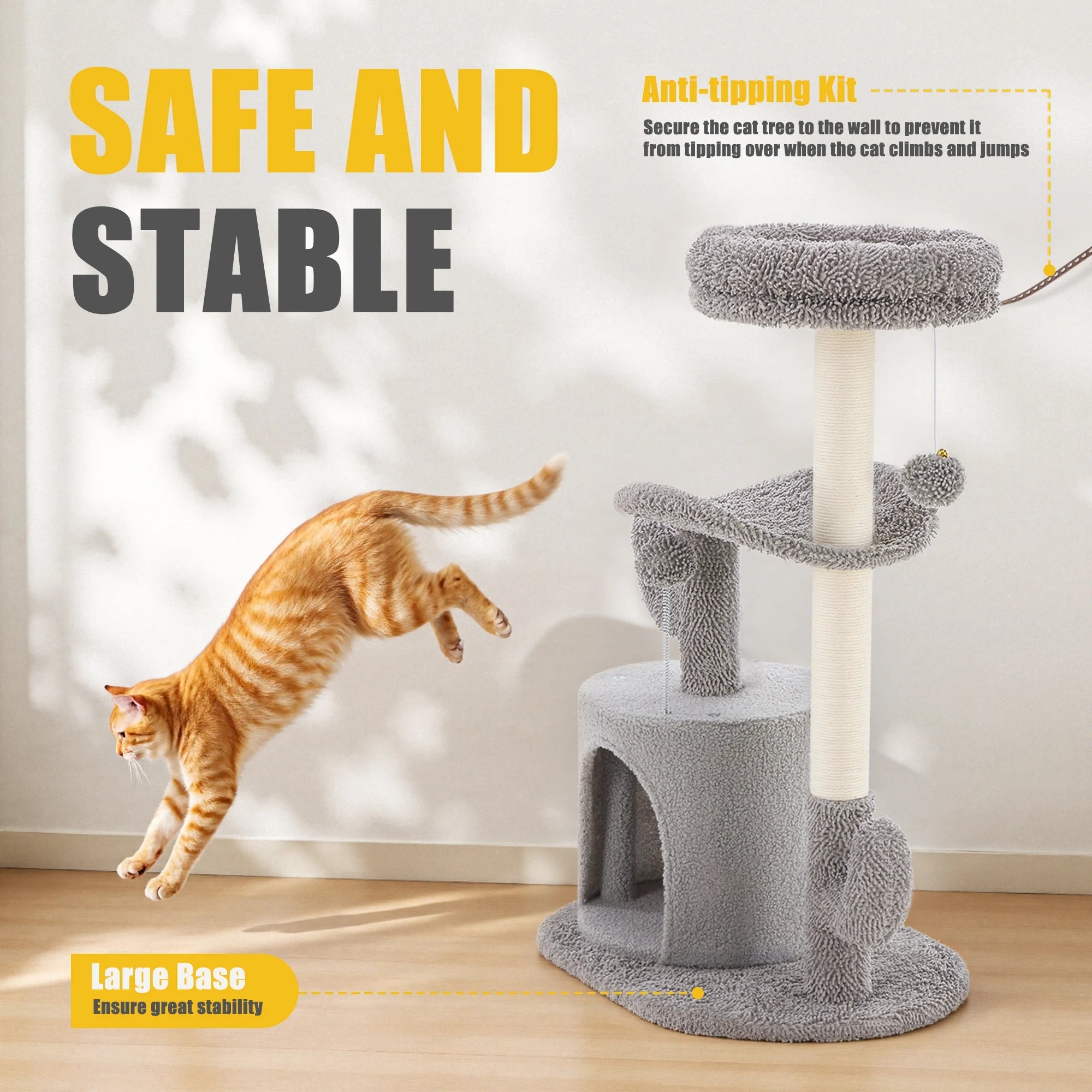 JHK 33" Multi-Level Cat Tree, Indoor Kitty Play Tower with Scratching Post Paws and Claws