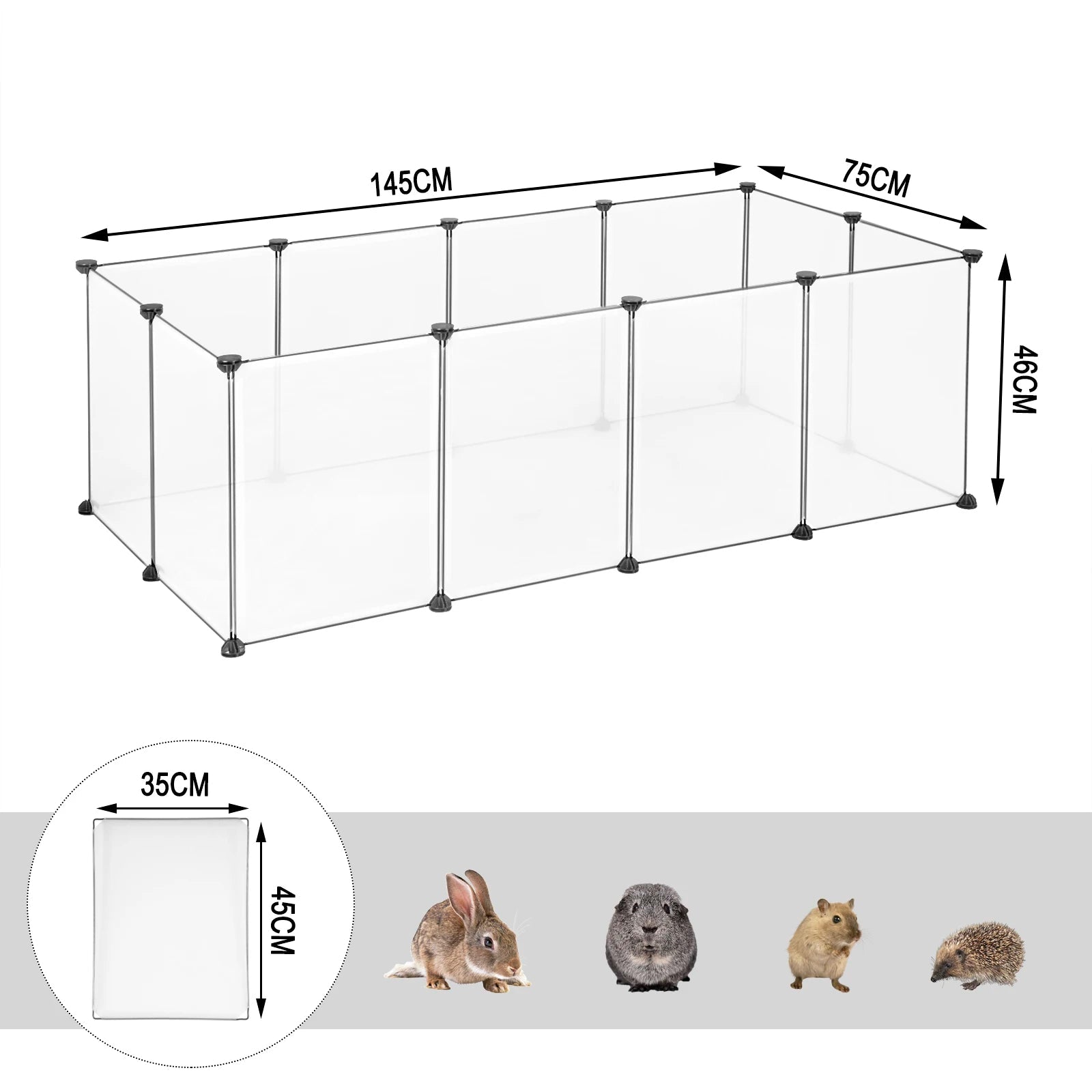 DIY Pet Playpen, Modular Indoor Cage, Rabbit & Small Animal House with Door Paws and Claws