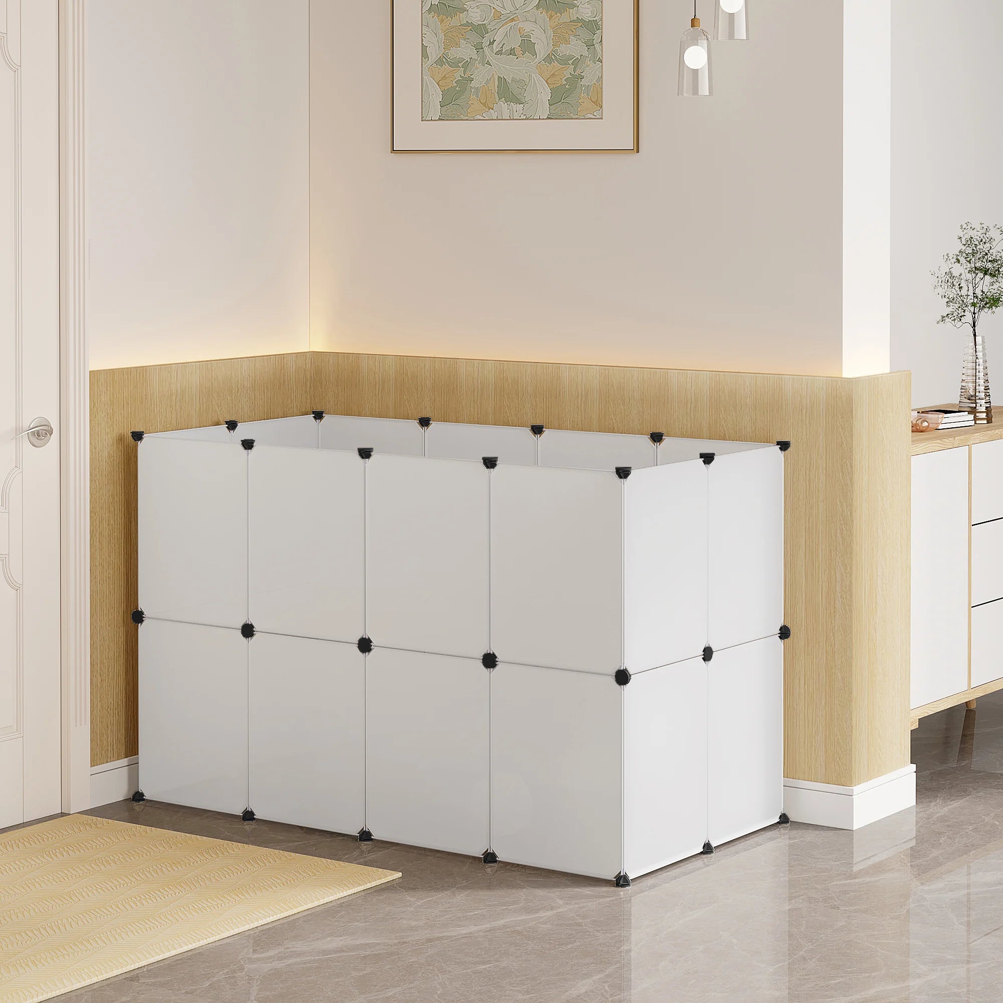 DIY Pet Playpen, Modular Indoor Cage, Rabbit & Small Animal House with Door Paws and Claws