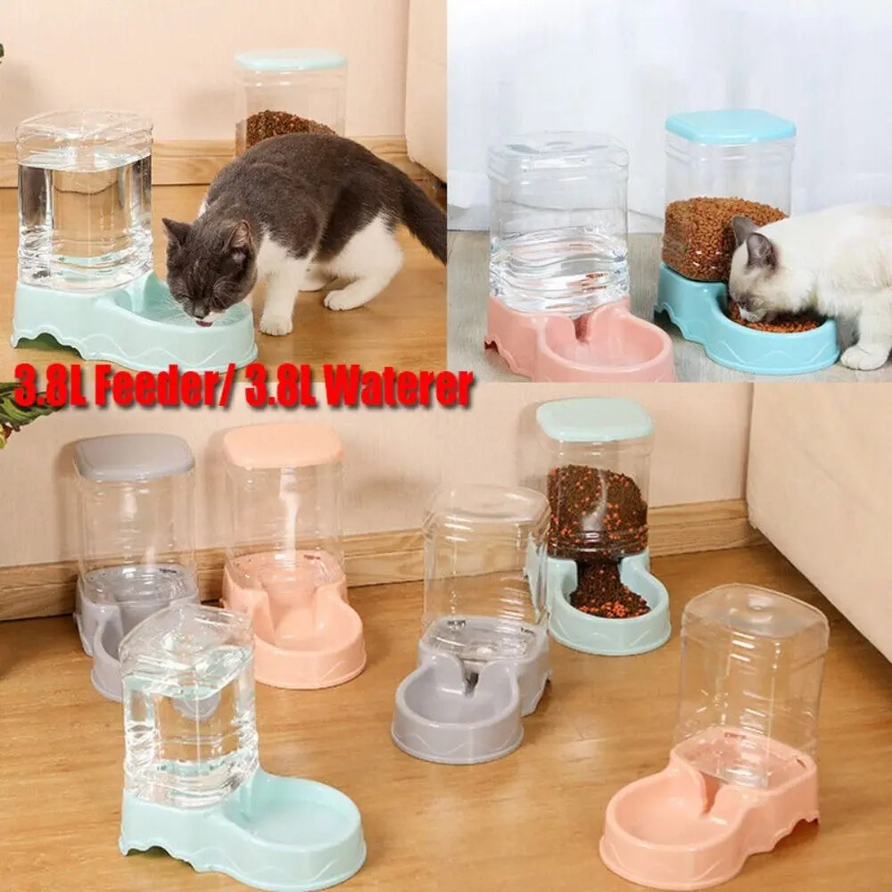 3.8L Automatic Pet Feeder & Water Dispenser – For Cats & Dogs Paws and Claws