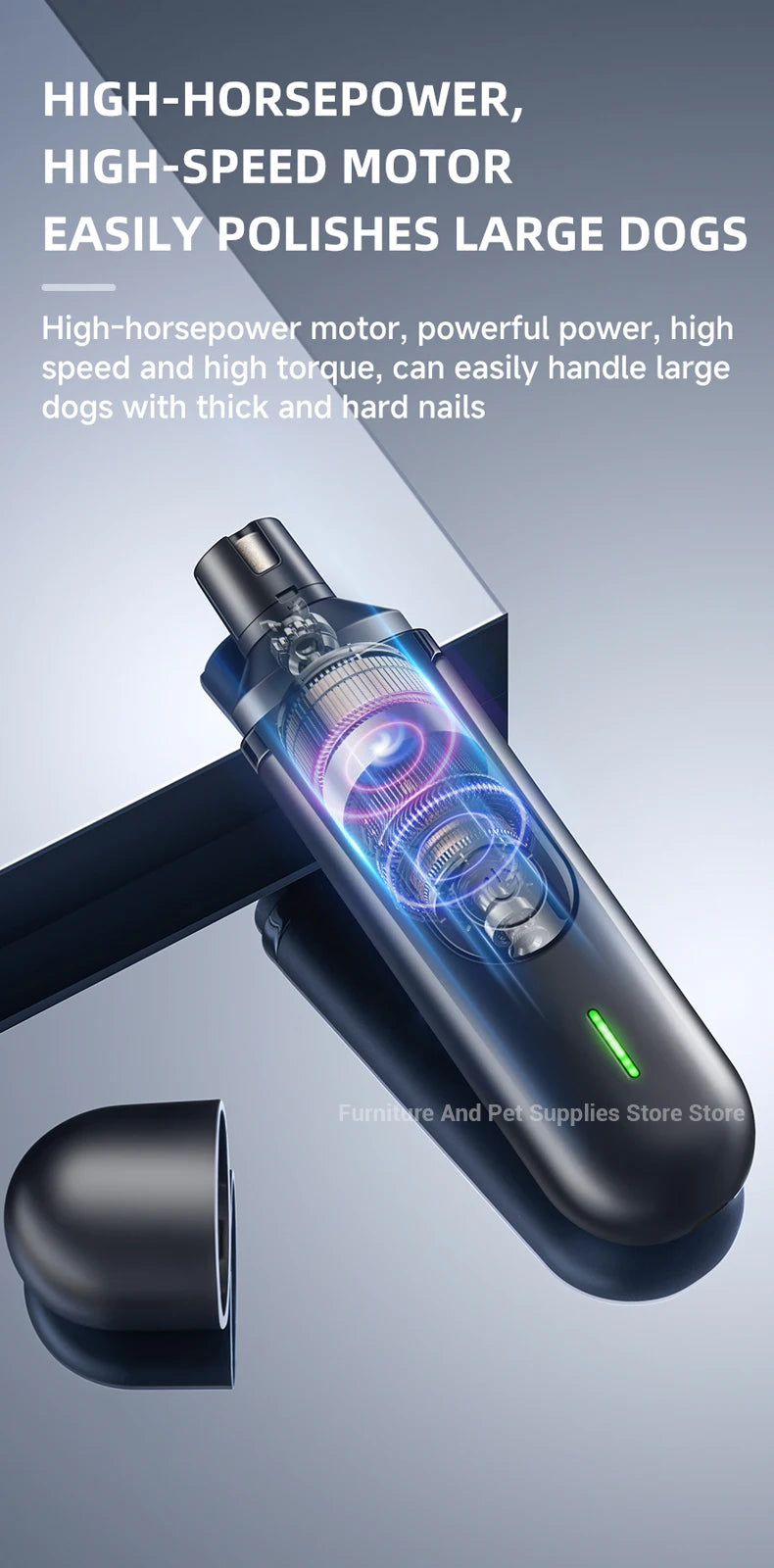 USB Rechargeable Electric Pet Nail Grinder – Painless Diamond Wheel Trimmer for Dogs, Cats & Small Animals (Low-Noise, Strong Power, Multiple Grinding Ports)