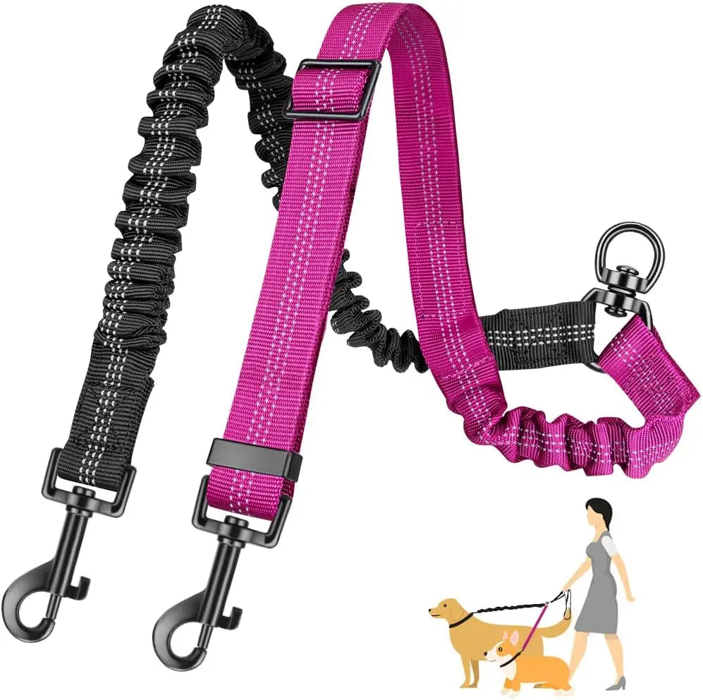 Double Dog Leash – 2-in-1 Adjustable Bungee Leash for Two Dogs Paws and Claws