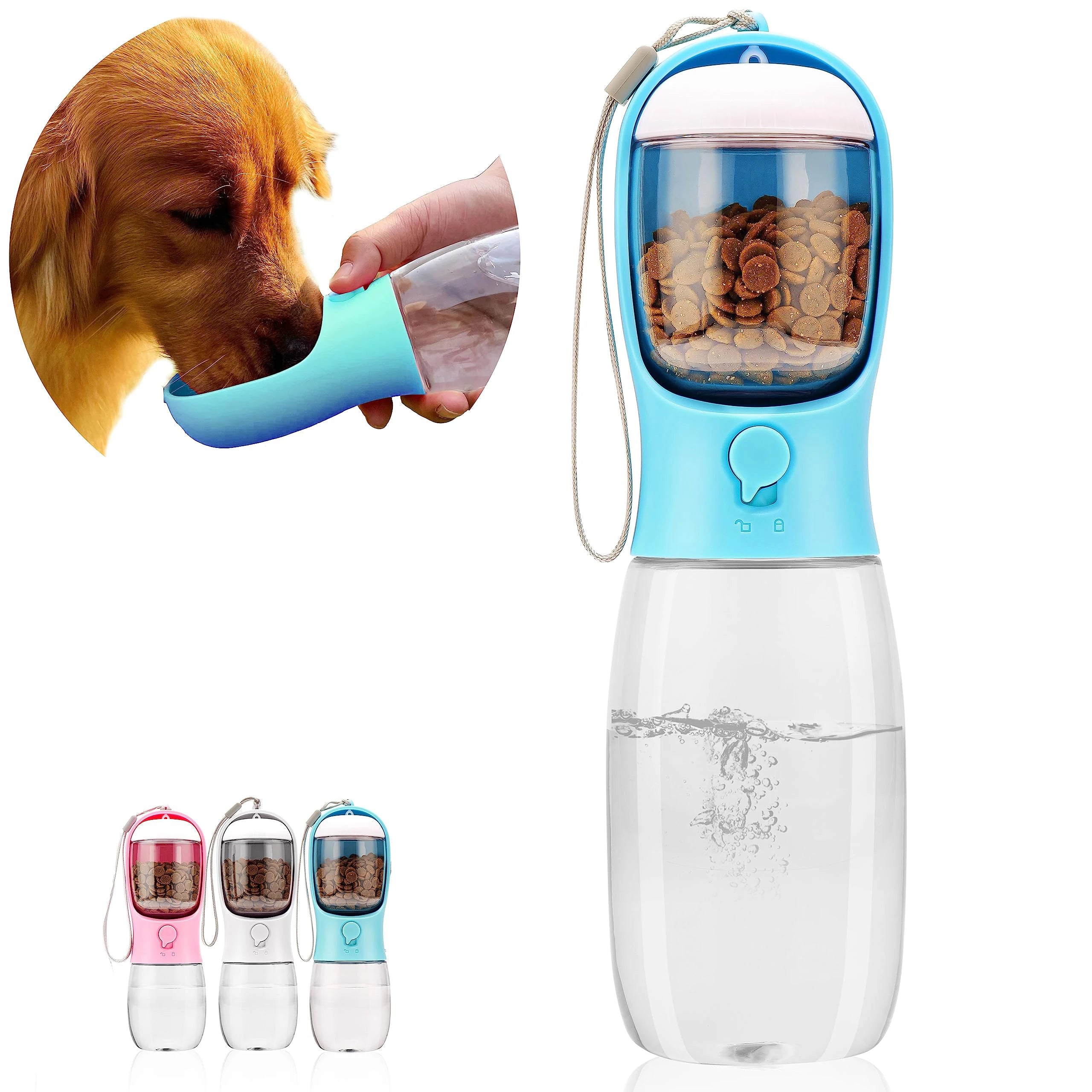 Portable Dog Water Bottle with Food Container – Travel Pet Dispenser