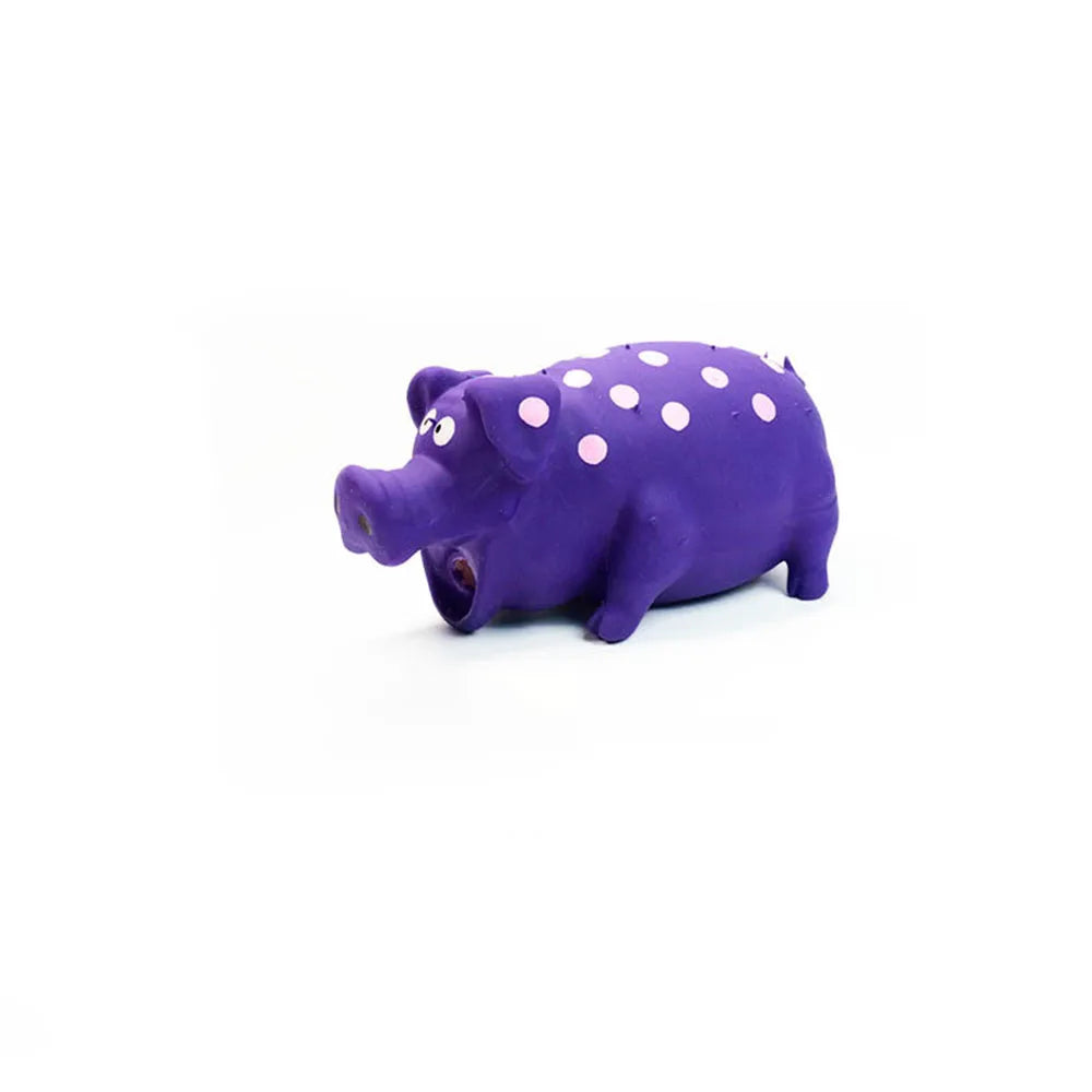 Dog Chew Toy – Spotted Latex Pig with Squeaker Paws and Claws