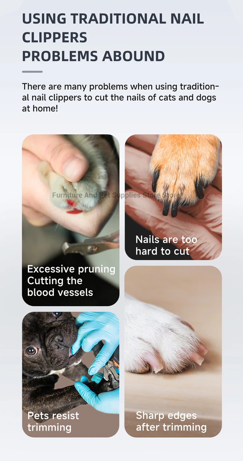 USB Rechargeable Electric Pet Nail Grinder – Painless Diamond Wheel Trimmer for Dogs, Cats & Small Animals (Low-Noise, Strong Power, Multiple Grinding Ports)