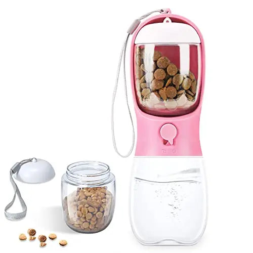 Portable Dog Water Bottle with Food Container – Travel Pet Dispenser