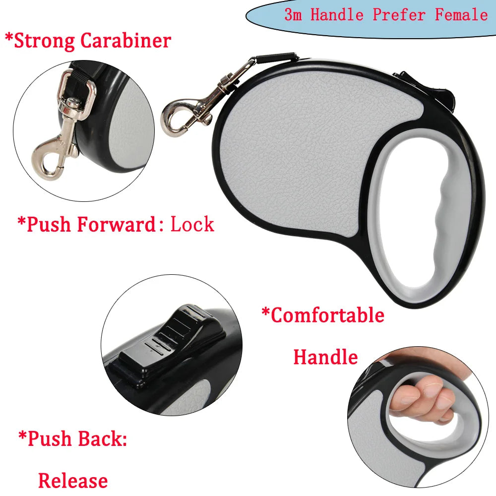 Retractable Dog Leash – 3/5 Meter Automatic Extending Lead for Small & Large Dogs Paws and Claws