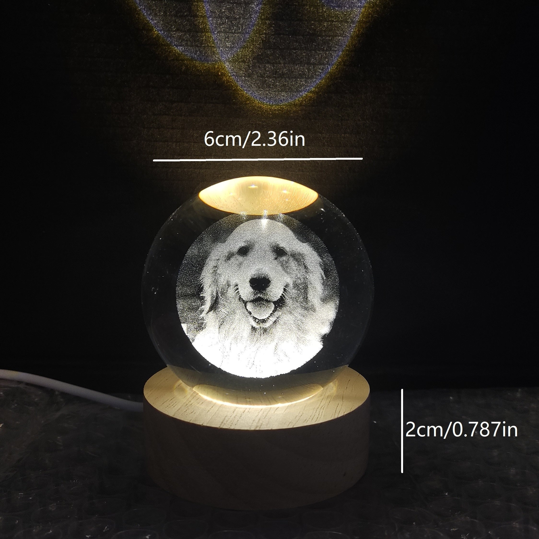Custom Laser-Engraved Pet Crystal with Photo & Light Base
