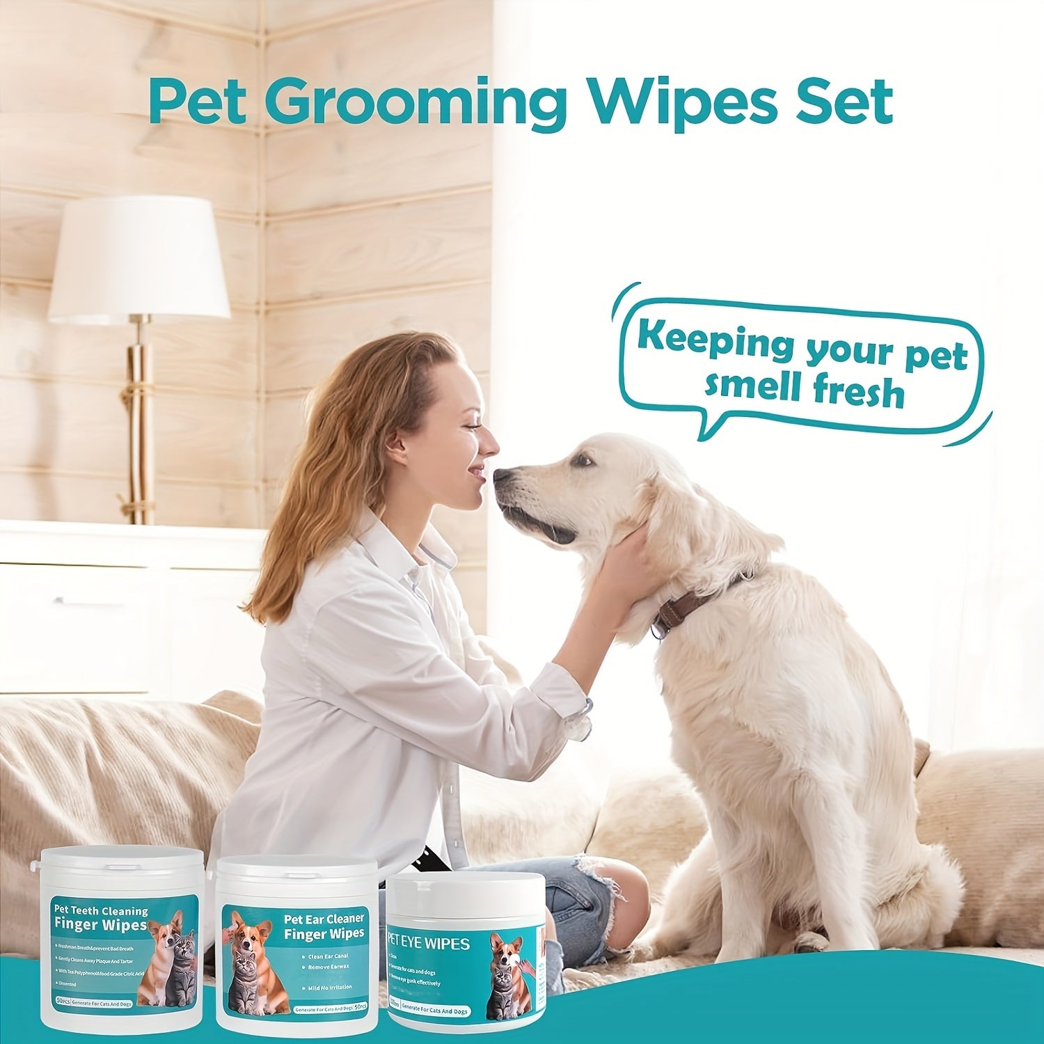 Pet Grooming Wipes Set – 3 Boxes, 200 Count for Cats & Dogs